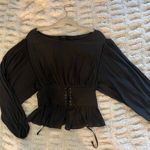 Forever 21 Black Lace-Up Blouse